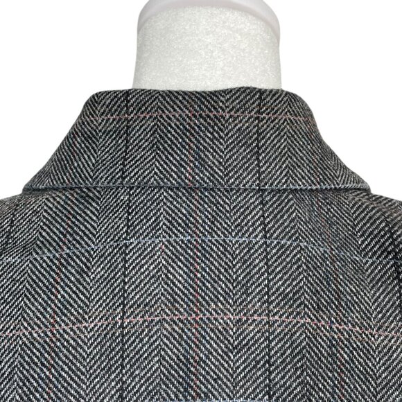 Vintage Sasson 80s Structured Power Suit Gray Wool Blend Tweed Skirt Blazer 14 - Picture 10 of 14